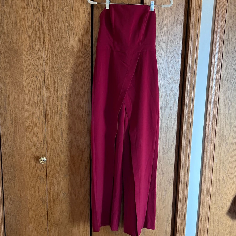 Deep red strapless jumpsuit size 2